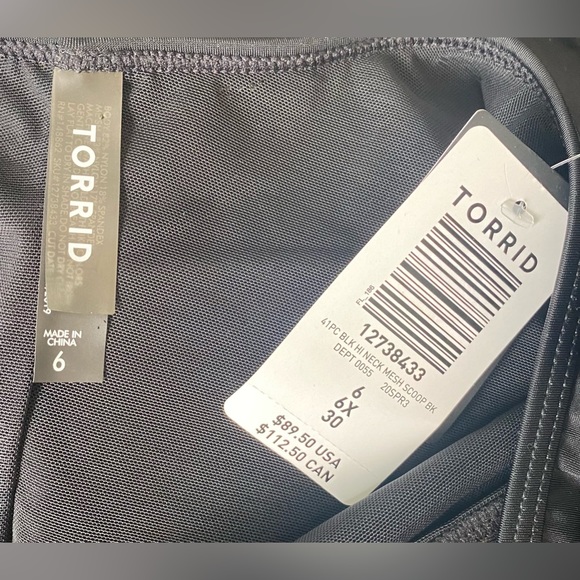 Torrid Black Hi Neck Mesh Scoop Back One Piece Bathing Suit Size 6x NWT - Picture 5 of 5